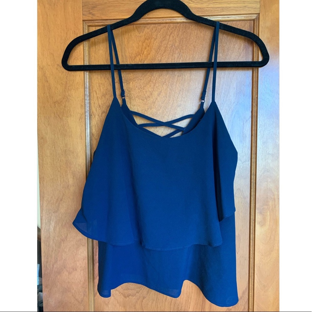 Navy Tank with Criss-Cross Back Detail
